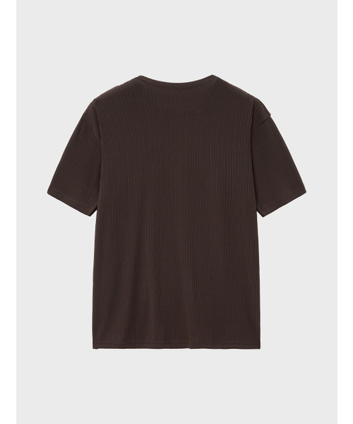 NOIRER(ノイア)の「リブヘンリーネックハーフTシャツ(ブラウン)(Tシャツ/カットソー・メンズ・その他・48/50/52)」の3枚目の写真