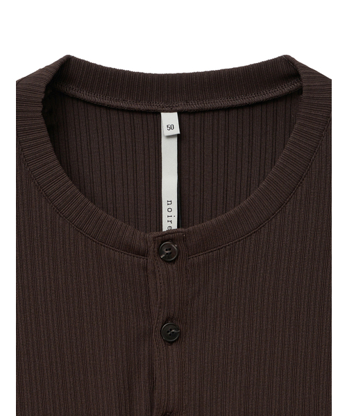 NOIRER(ノイア)の「リブヘンリーネックハーフTシャツ(ブラウン)(Tシャツ/カットソー・メンズ・その他・48/50/52)」の4枚目の写真