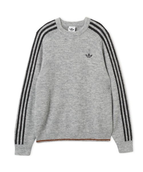 adidas（アディダス）の「adidas 3 STRIPES FLUFFY KNIT CREW / アディダス 3 ストライプス フラッフィー ニット クルー（ニット/セーター・メンズ・ヘザーグレー・S/M/L/XL/XXL）」の5枚目の写真