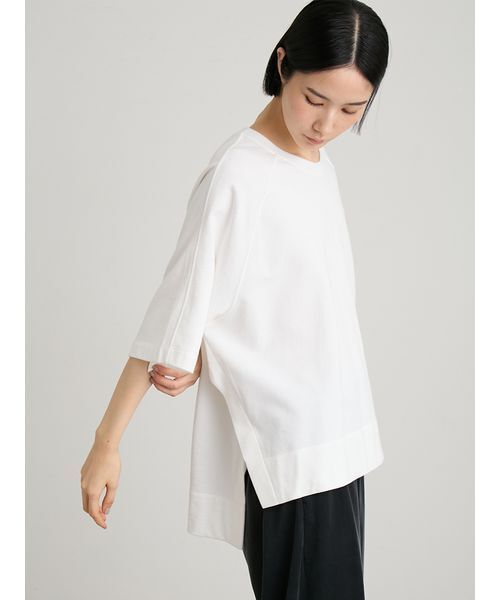 MIESROHE(ミースロエ)の「サイドスリットカットプルオーバー(Tシャツ/カットソー・レディース・ブラウン/ホワイト/レッド・F)」の11枚目の写真