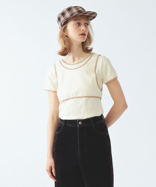 Ray BEAMS(レイビームス)の「パイピング タンクトップ レイヤー Tシャツ(タンクトップ・レディース・ブラック/グレー/アイボリー・ONE SIZE)」の7枚目の写真