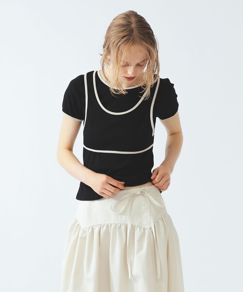 Ray BEAMS(レイビームス)の「パイピング タンクトップ レイヤー Tシャツ(タンクトップ・レディース・ブラック/グレー/アイボリー・ONE SIZE)」の11枚目の写真