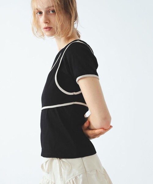 Ray BEAMS(レイビームス)の「パイピング タンクトップ レイヤー Tシャツ(タンクトップ・レディース・ブラック/グレー/アイボリー・ONE SIZE)」の12枚目の写真