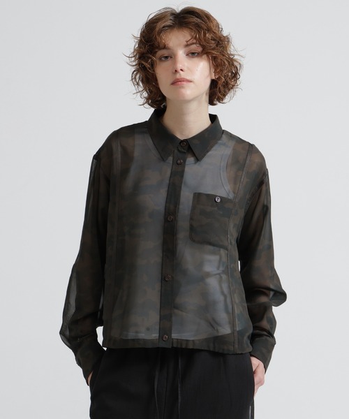 AVIREX（アヴィレックス）の「《直営店限定》CAMO PRINT SHEER SHIRT（シャツ/ブラウス・レディース・オリーブ/ブラック・F）」の20枚目の写真