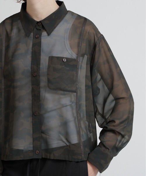 AVIREX（アヴィレックス）の「《直営店限定》CAMO PRINT SHEER SHIRT（シャツ/ブラウス・レディース・オリーブ/ブラック・F）」の17枚目の写真