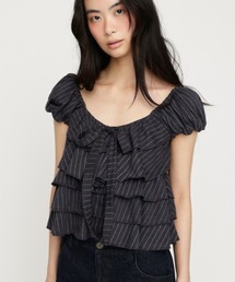 SLY | FRILL CUT RIBBON TOPS フリルカットリボントップス 夏服 秋服(Tシャツ/カットソー)