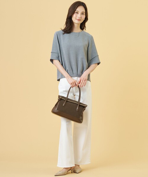 J.PRESS(ジェイプレス)の「【セットアップ対応】MELANGE ライトツイル クルーネック ブラウス(シャツ/ブラウス・レディース・ライトグレー系・T13/T15)」の2枚目の写真