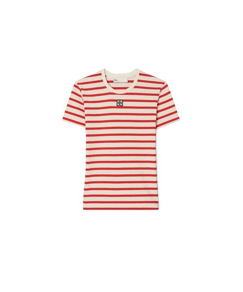 TORY BURCH(トリーバーチ)の「ストライプ コットン Tシャツ(Tシャツ/カットソー・レディース・レッド系・S/XS/M)」の1枚目の写真