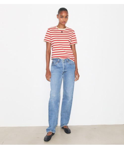 TORY BURCH(トリーバーチ)の「ストライプ コットン Tシャツ(Tシャツ/カットソー・レディース・レッド系・S/XS/M)」の2枚目の写真