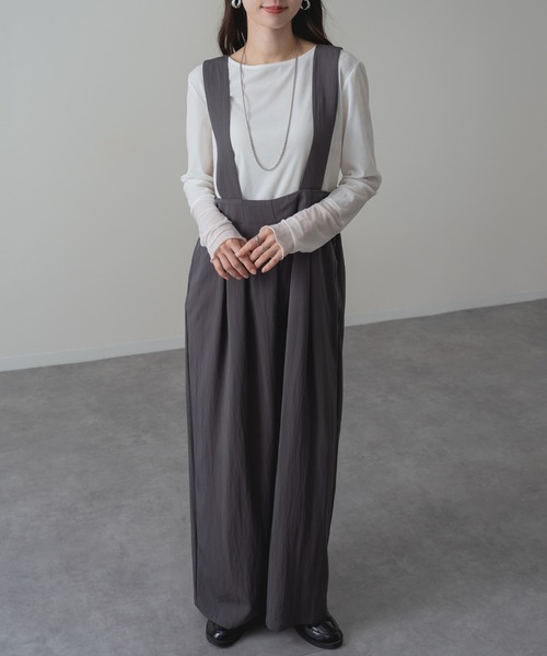 refinedworks(リファインドワークス)の「【refinedworks】すっきり華奢見え!フロントタック サロペット パンツ(サロペット/オーバーオール・レディース・ブラウン/ベージュ/チャコールグレー・FREE)」の14枚目の写真