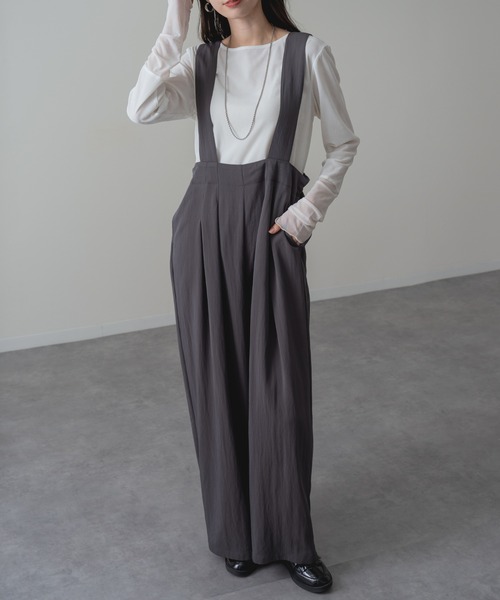 refinedworks(リファインドワークス)の「【refinedworks】すっきり華奢見え!フロントタック サロペット パンツ(サロペット/オーバーオール・レディース・ブラウン/ベージュ/チャコールグレー・FREE)」の16枚目の写真