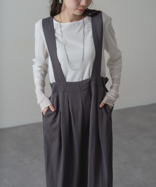 refinedworks(リファインドワークス)の「【refinedworks】すっきり華奢見え!フロントタック サロペット パンツ(サロペット/オーバーオール・レディース・ブラウン/ベージュ/チャコールグレー・FREE)」の7枚目の写真