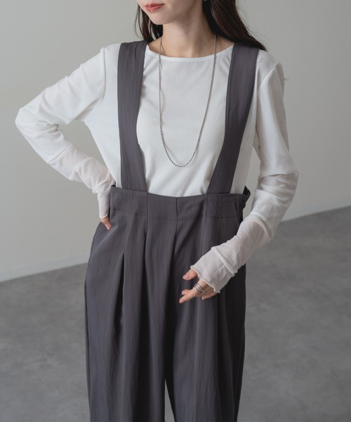 refinedworks(リファインドワークス)の「【refinedworks】すっきり華奢見え!フロントタック サロペット パンツ(サロペット/オーバーオール・レディース・ブラウン/ベージュ/チャコールグレー・FREE)」の8枚目の写真
