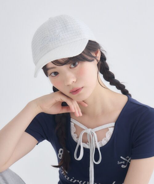 ems excite(エムズエキサイト)の「ツイードキャップ(キャップ・レディース・ピンク/オフホワイト/ブラック・ONE SIZE)」の9枚目の写真