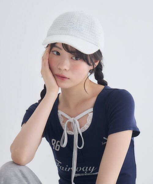 ems excite(エムズエキサイト)の「ツイードキャップ(キャップ・レディース・ピンク/オフホワイト/ブラック・ONE SIZE)」の10枚目の写真