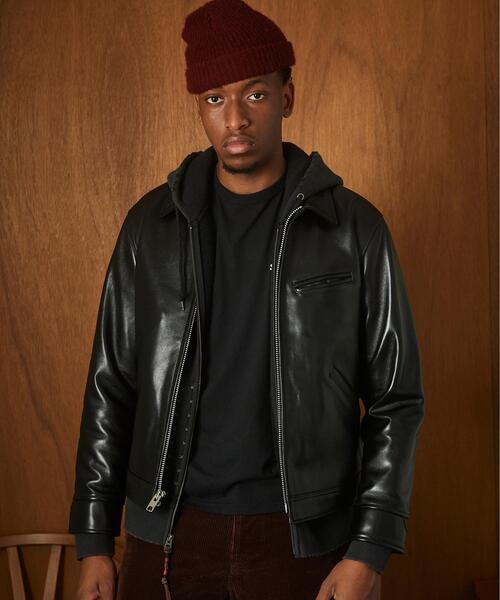 schott(ショット)の「Schott/ショット/LEATHER TRACKER JACKET/レザー トラッカー ジャケット(ライダースジャケット・メンズ・ブラック・S/M/L/XL/2XL)」の1枚目の写真