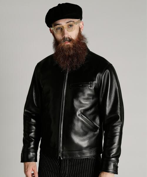 schott(ショット)の「Schott/ショット/LEATHER TRACKER JACKET/レザー トラッカー ジャケット(ライダースジャケット・メンズ・ブラック・S/M/L/XL/2XL)」の2枚目の写真