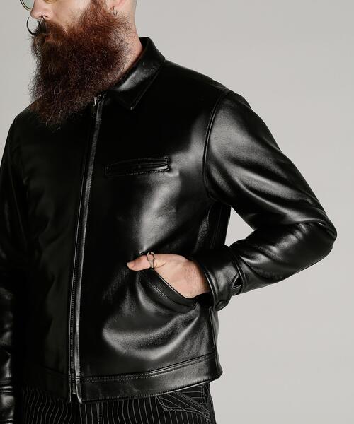 schott(ショット)の「Schott/ショット/LEATHER TRACKER JACKET/レザー トラッカー ジャケット(ライダースジャケット・メンズ・ブラック・S/M/L/XL/2XL)」の6枚目の写真