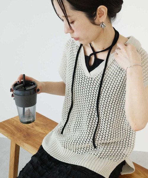 zena(ジェナ)の「カップ付コードリボンタンク(タンクトップ・レディース・ブラウン系その他/キナリ/ブラック・FREE)」の7枚目の写真