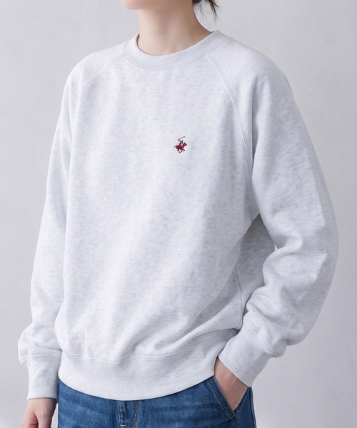 BEVERLY HILLS POLO CLUB（ビバリーヒルズポロクラブ）の「【71】【BEVERLY HILLS POLO CLUB/ビバリーヒルズポロクラブ】ワンポイント 刺繍 裏シャギー クルーネック スウェット/レディース（スウェット・レディース・ブラック/モカ/グレー/ネイビー・L/M）」の18枚目の写真