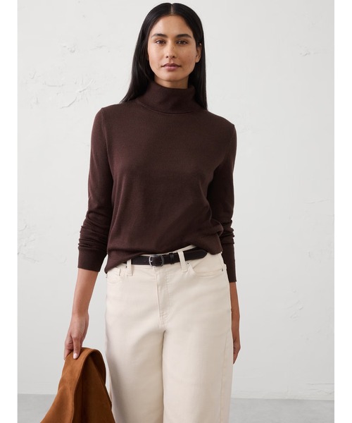BANANA REPUBLIC FACTORY STORE(バナナリパブリック ファクトリーストア)の「BANANA REPUBLIC FACTORY STORE メリノウールタートルネックセーター(ニット/セーター・レディース・ネイビー/ダークブラウン/グレー/ブラック/ブルー・XS/L/M/S)」の1枚目の写真