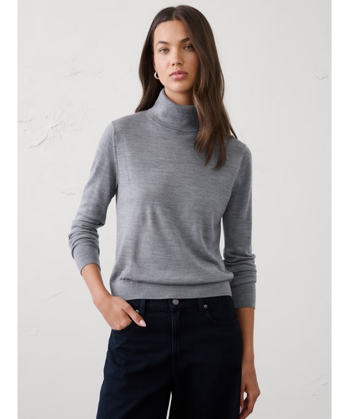 BANANA REPUBLIC FACTORY STORE(バナナリパブリック ファクトリーストア)の「BANANA REPUBLIC FACTORY STORE メリノウールタートルネックセーター(ニット/セーター・レディース・ネイビー/ダークブラウン/グレー/ブラック/ブルー・XS/L/M/S)」の3枚目の写真