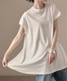 接触冷感 ひんやりフレンチスリーブ チュニックTシャツ 夏服