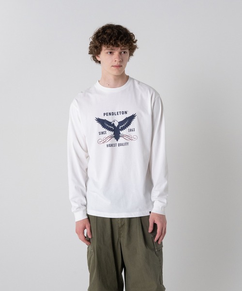 PENDLETON(ペンドルトン)の「ドライタッチコットン ロングスリーブTシャツ(Tシャツ/カットソー・メンズ・ブラック/ライトブルー/オフホワイト・X-LARGE/MEDIUM/LARGE/SMALL)」の1枚目の写真