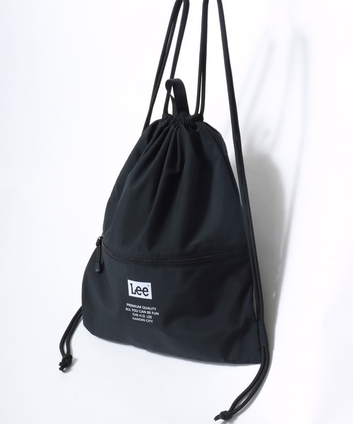 Lee(リー)の「Lee/リー ロゴプリント ナップサック/巾着バッグ/バックパック リュックサック/レディース メンズ(バックパック/リュック・レディース・ブラック・FREE)」の4枚目の写真