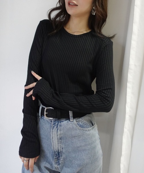 CORNERS(コーナーズ)の「ラウンドヘムリブトップス(Tシャツ/カットソー・レディース・ホワイト/ブラック/グレー・M)」の10枚目の写真