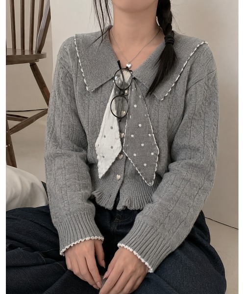 AsRiRe（アスリレイ）の「26aw 2way/トッド柄ニットカーディガン（カーディガン/ボレロ・レディース・ブラック/レッド/グレー・M）」の9枚目の写真