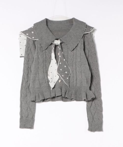 AsRiRe（アスリレイ）の「26aw 2way/トッド柄ニットカーディガン（カーディガン/ボレロ・レディース・ブラック/レッド/グレー・M）」の14枚目の写真