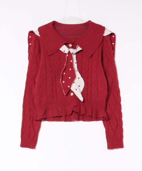 AsRiRe（アスリレイ）の「26aw 2way/トッド柄ニットカーディガン（カーディガン/ボレロ・レディース・ブラック/レッド/グレー・M）」の15枚目の写真