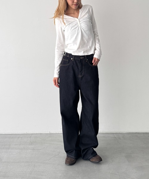 CANAL JEAN(キャナルジーン)の「El mar サイドベルトワイドデニムパンツ 612(デニムパンツ・レディース・ノンウォッシュ・MEDIUM/SMALL)」の13枚目の写真