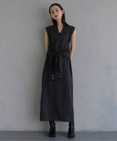 &g'aime(アンジェム)の「【&g'aime 】ウエスト巻き風ワンピース Waist-Wrap Dress(ワンピース・レディース・ブラウン/ブラック・FREE)」の3枚目の写真