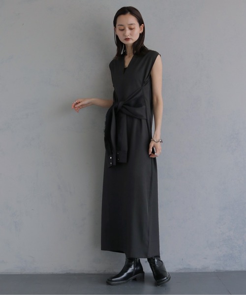 &g'aime(アンジェム)の「【&g'aime 】ウエスト巻き風ワンピース Waist-Wrap Dress(ワンピース・レディース・ブラウン/ブラック・FREE)」の4枚目の写真