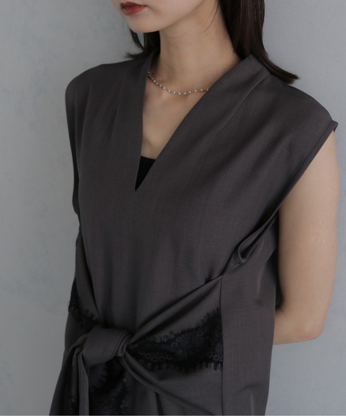 &g'aime(アンジェム)の「【&g'aime 】ウエスト巻き風ワンピース Waist-Wrap Dress(ワンピース・レディース・ブラウン/ブラック・FREE)」の22枚目の写真