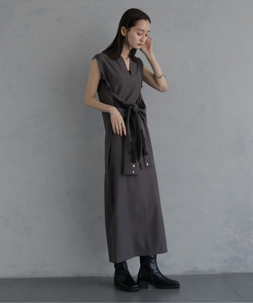 &g'aime(アンジェム)の「【&g'aime 】ウエスト巻き風ワンピース Waist-Wrap Dress(ワンピース・レディース・ブラウン/ブラック・FREE)」の15枚目の写真
