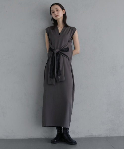 &g'aime(アンジェム)の「【&g'aime 】ウエスト巻き風ワンピース Waist-Wrap Dress(ワンピース・レディース・ブラウン/ブラック・FREE)」の14枚目の写真
