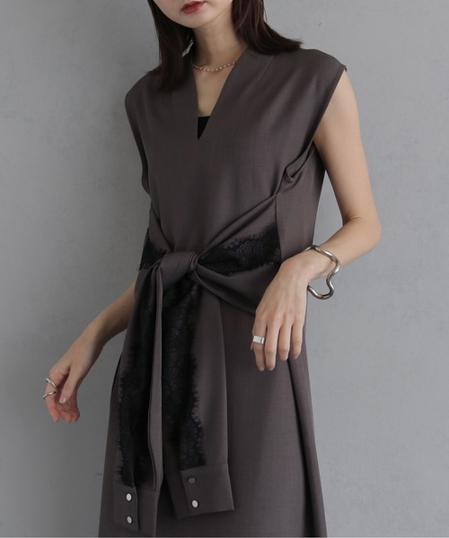 &g'aime(アンジェム)の「【&g'aime 】ウエスト巻き風ワンピース Waist-Wrap Dress(ワンピース・レディース・ブラウン/ブラック・FREE)」の19枚目の写真