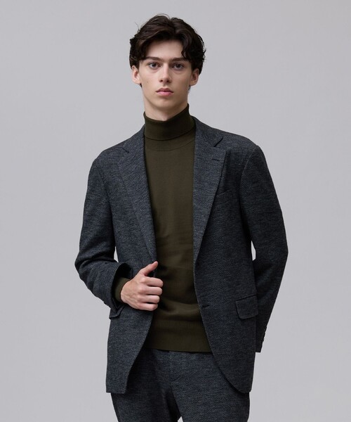 J.PRESS(ジェイプレス)の「【セットアップ対応 / ストレッチ】SOFAニット ハイグレードジャージー ジャケット(テーラードジャケット・メンズ・ネイビー系8/ライトグレー系8/ネイビー系9・SMALL/MEDIUM/LARGE/X-LARGE/BM/BL/2XL/3XL)」の2枚目の写真