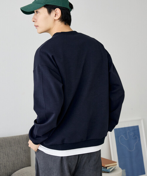 UMBRO(アンブロ)の「UMBRO × PUBLUX/アンブロ <セットアップ対応>ダンボール ヘンリーネック スウェット プルオーバー 限定展開(スウェット・メンズ・ネイビー/ブラック/グレー・LARGE/MEDIUM)」の6枚目の写真