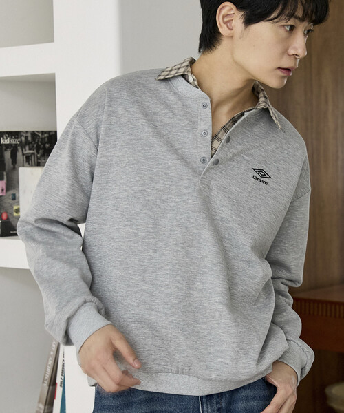 UMBRO(アンブロ)の「UMBRO × PUBLUX/アンブロ <セットアップ対応>ダンボール ヘンリーネック スウェット プルオーバー 限定展開(スウェット・メンズ・ネイビー/ブラック/グレー・LARGE/MEDIUM)」の15枚目の写真