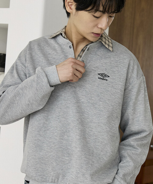 UMBRO(アンブロ)の「UMBRO × PUBLUX/アンブロ <セットアップ対応>ダンボール ヘンリーネック スウェット プルオーバー 限定展開(スウェット・メンズ・ネイビー/ブラック/グレー・LARGE/MEDIUM)」の18枚目の写真