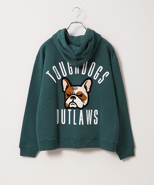 1111clothing(ワンフォークロージング)の「フレブル バックフロッキープリント ダブルジップ ワイドスウェットパーカー / ユニセックス(パーカー・メンズ・アッシュ/ブラック/ダークグリーン・M/L)」の11枚目の写真