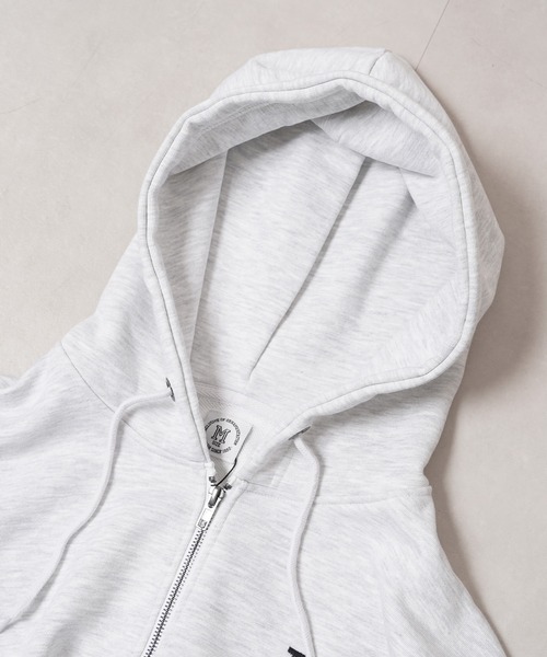1111clothing(ワンフォークロージング)の「フレブル バックフロッキープリント ダブルジップ ワイドスウェットパーカー / ユニセックス(パーカー・メンズ・アッシュ/ブラック/ダークグリーン・M/L)」の7枚目の写真