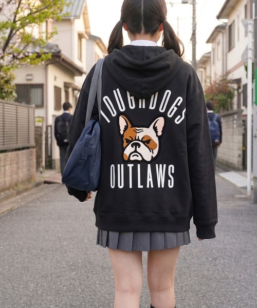 1111clothing(ワンフォークロージング)の「フレブル バックフロッキープリント ダブルジップ ワイドスウェットパーカー / ユニセックス(パーカー・メンズ・アッシュ/ブラック/ダークグリーン・M/L)」の14枚目の写真
