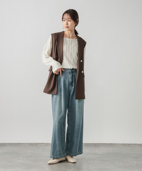 GLOBAL WORK(グローバルワーク)の「Beauteeジャガードフレア/1046117(Tシャツ/カットソー・レディース・アイボリー/ブラック・LARGE/MEDIUM)」の8枚目の写真