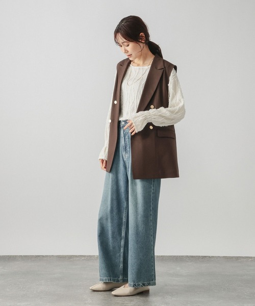 GLOBAL WORK(グローバルワーク)の「Beauteeジャガードフレア/1046117(Tシャツ/カットソー・レディース・アイボリー/ブラック・LARGE/MEDIUM)」の9枚目の写真