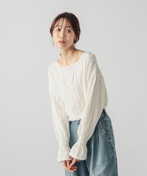 GLOBAL WORK(グローバルワーク)の「Beauteeジャガードフレア/1046117(Tシャツ/カットソー・レディース・アイボリー/ブラック・LARGE/MEDIUM)」の11枚目の写真